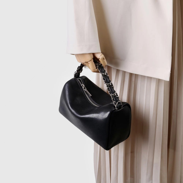 質感真皮|2025新款高級感枕頭包女牛皮大容量手提單肩包斜背包小眾設計包包「7014」25.07-1