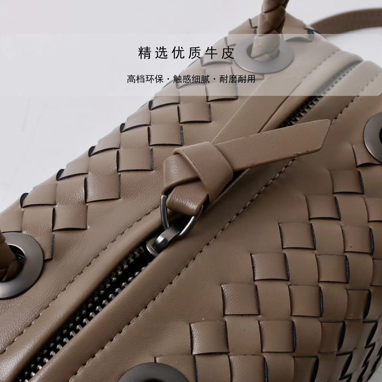 質感真皮 | 2025春季新款波士頓枕頭包牛皮編織女包百搭單肩斜跨手提包包「6029」25.02-1