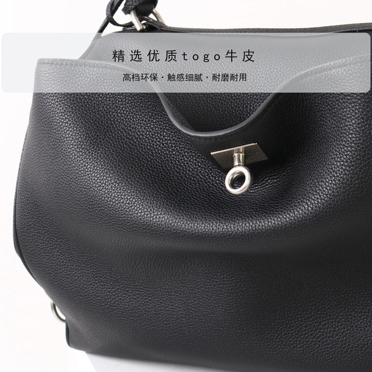 質感真皮|2025新款togo牛皮B家同款鬆弛感大小號真皮鎖扣手提包單肩斜挎包「X5133 D5134」25.12-1