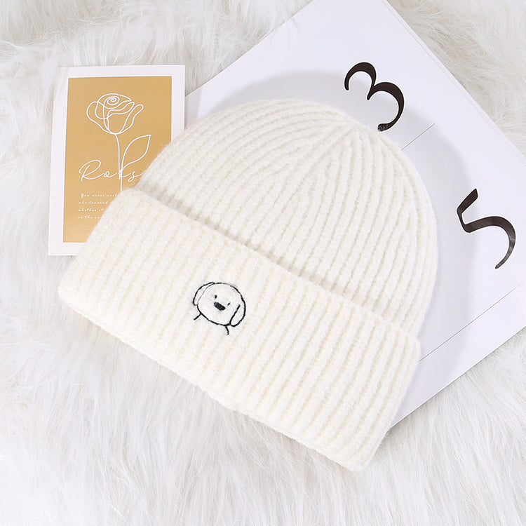 流行帽子|秋冬可愛卡通刺繡針織帽子女大頭圍保暖護耳帽顯臉小毛線帽男冷帽「C5580」25.09-4