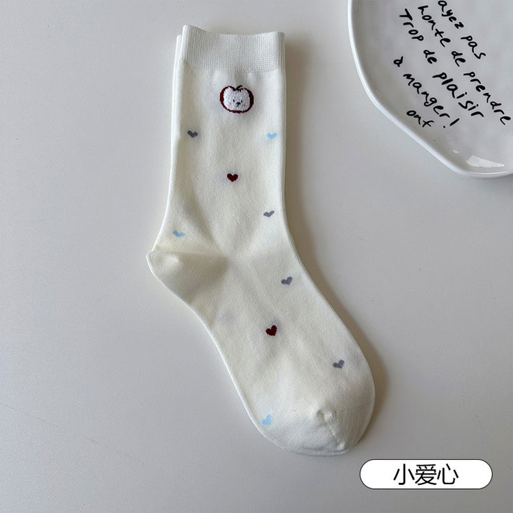女襪|白色襪子女棉質吸汗透氣彈力中筒襪柔軟親膚舒適防臭襪子批發「DMS5040」25.09-2
