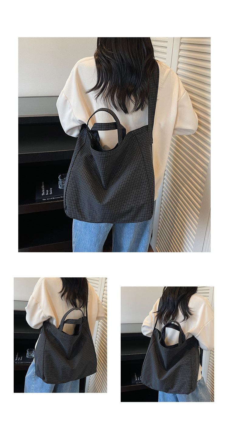 致青春|2025新款時尚大容量帆布包女小眾托特包百搭斜挎包通勤單肩手提包「1883-125」25.10-1