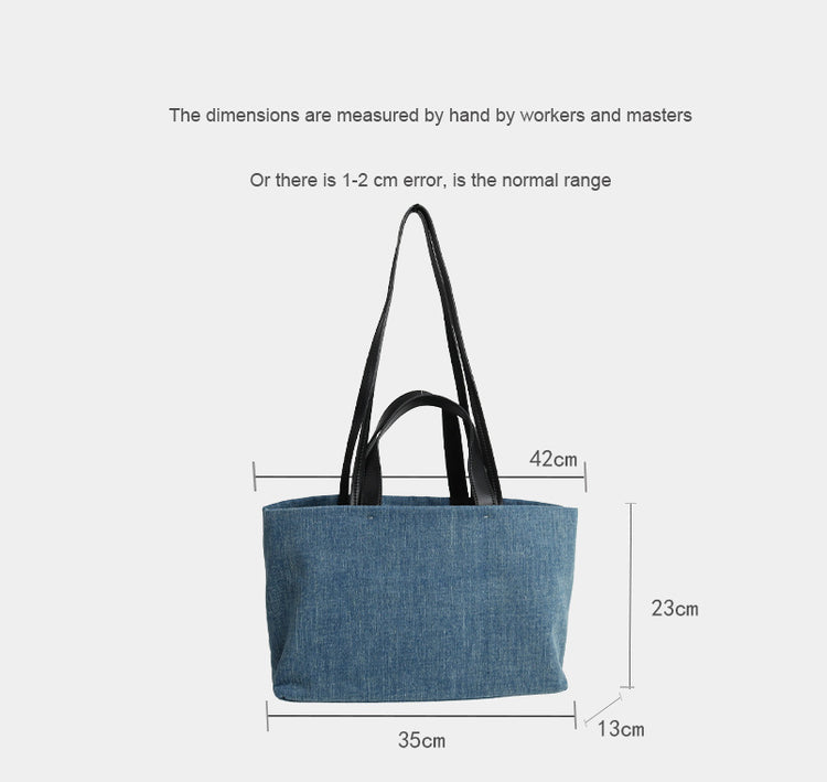 質感真皮|2024新款百搭高級感牛仔頭層牛皮托特包大容量單肩女包慵懶風「3532-1」24.06-4