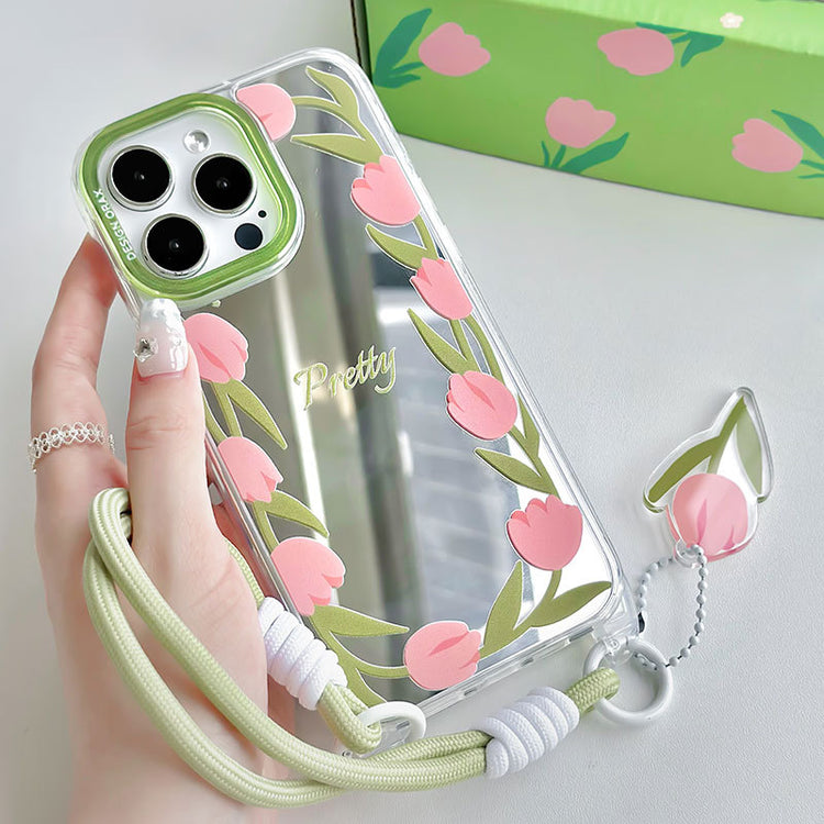 手機殼|iPhone14手機殼適用12掛繩鏡面殼蘋果15pro手機殼13promax女「WM0633」24.07