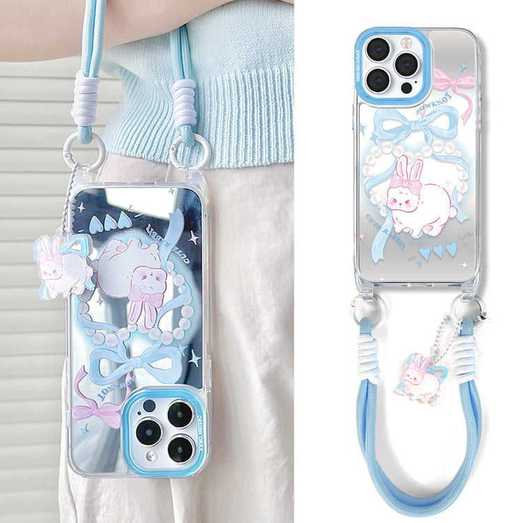 手機殼|蘋果15手機殼夏天掛繩鏡面殼13promax適用iPhone14pro保護套「LR0805」24.07