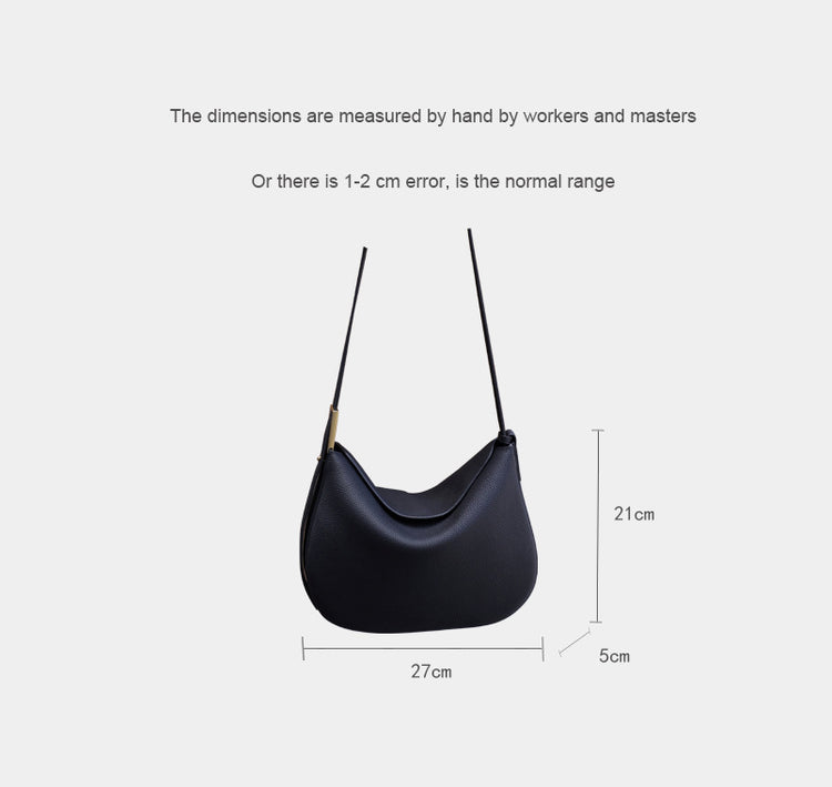 質感真皮|牛皮包2024春季新款簡約時尚半月包復古純色百搭單肩腋下包女「6897」24.02-2