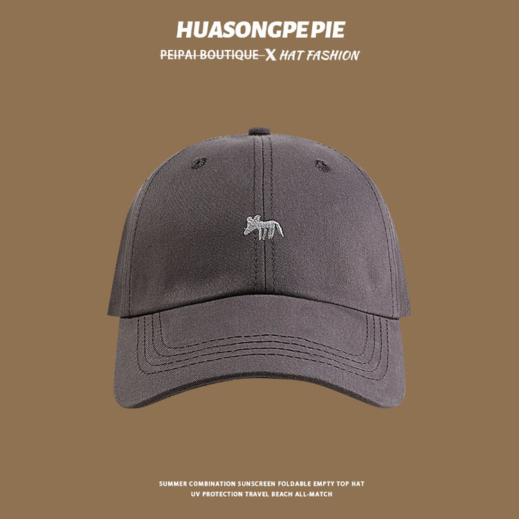 流行帽子|帽子防曬帽夏季女刺繡小狐狸棉質棒球帽學生可愛顯臉小鴨舌帽子男「C4051」24.06-2