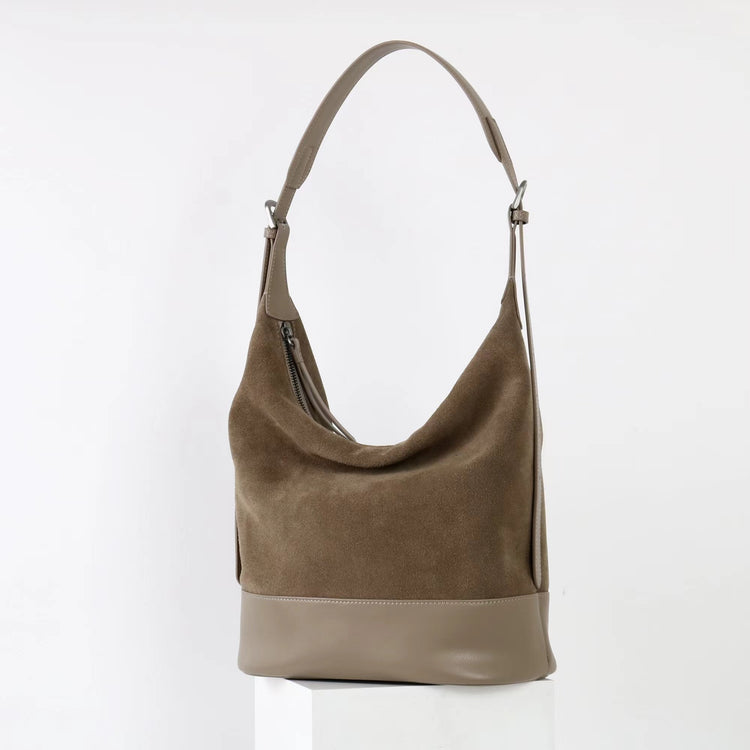 質感真皮|2025年新美拉德高級感輕奢高質感磨砂牛皮大容量水桶包時尚「6173」25.09-2