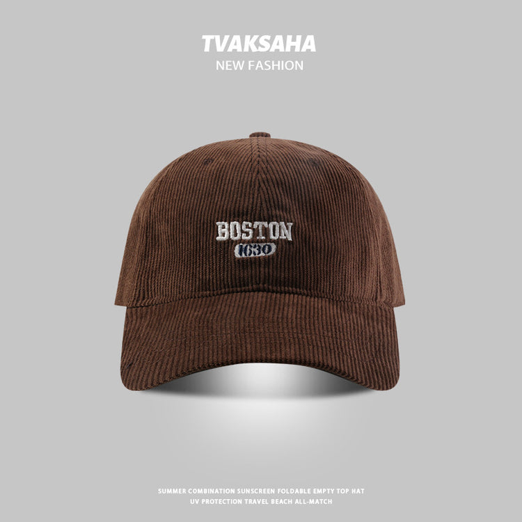 流行帽子|帽子秋冬新款燈芯絨棒球帽男女同款時尚字母防寒帽百搭防風鴨舌帽「C4250」24.08-3