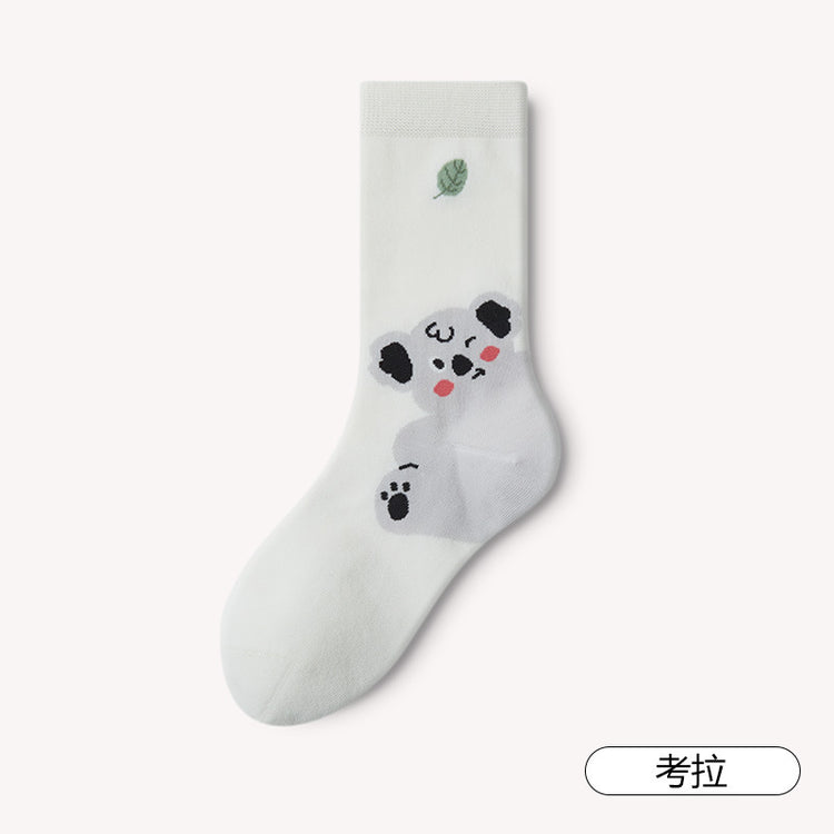 女襪|卡通可愛襪子女夏季薄款親膚舒適中筒襪棉質無骨透氣潮流堆堆襪「MS5009」25.03-2