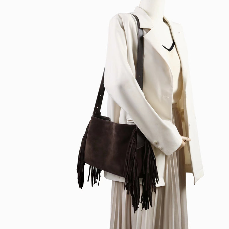 質感真皮|2025全新流蘇磨砂真皮斜背包度假風大容量百搭休閒托特包輕奢「7053」25.09-2