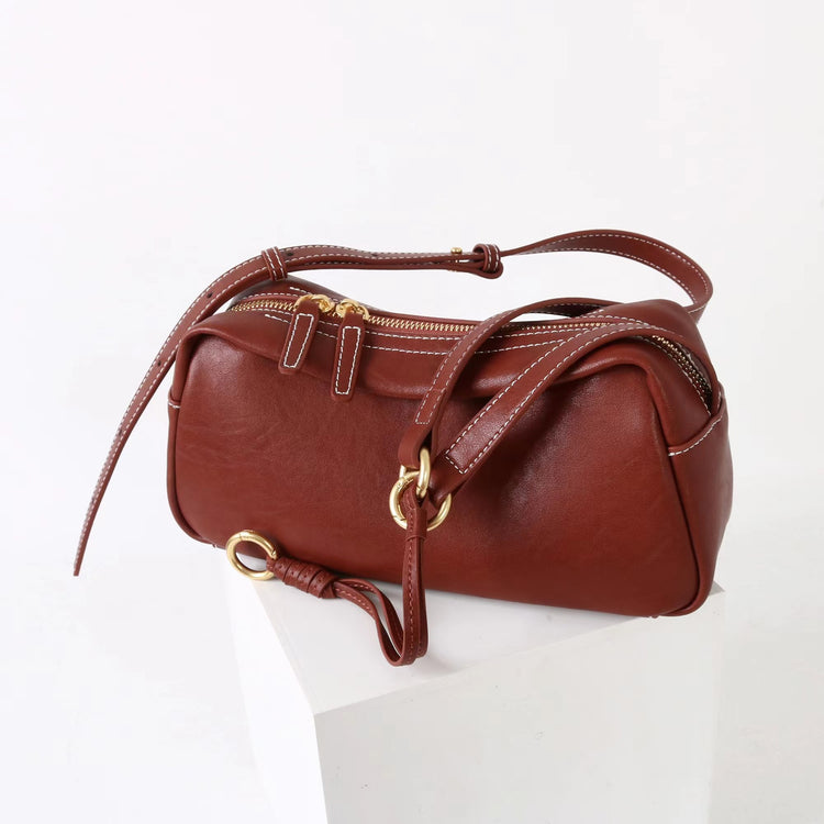 質感真皮|2025新款時尚軟牛皮枕頭包時尚百搭單肩斜背包高級感小眾設計腋下包「7059」25.09-4