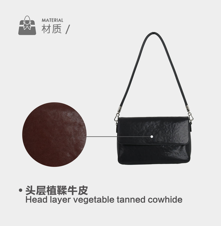 質感真皮|2024新款百搭ins復古頭層植鞣牛皮高級感包簡約時尚單肩斜背包「M-132#」24.07-3