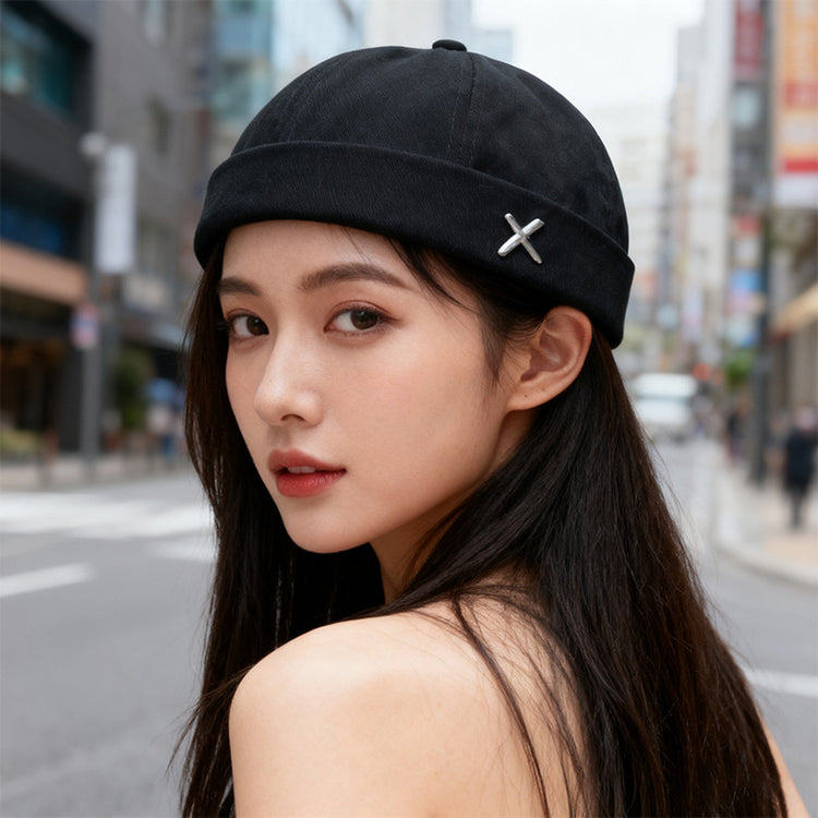 流行帽子|帽子男瓜皮帽日系地主帽韓版街頭潮人嘻哈帽無檐女雅痞時尚地痞帽「C2584」25.09-3