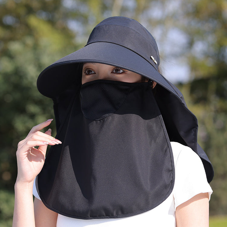 流行帽子 | 夏季遮臉護頸帽子女戶外騎車防紫外線遮陽帽百搭時尚防曬帽漁夫帽「C5204」25.04-5