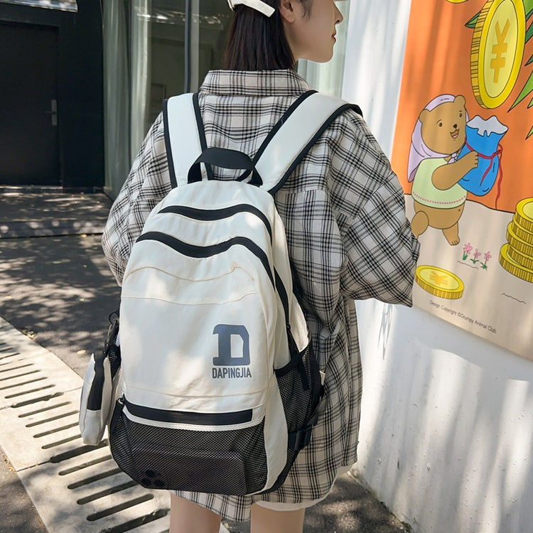 致青春|韓版字母雙肩包尼龍背包旅行包旅行戶外運動包學生背包校園書包附小掛包「2086-133」24.09-1