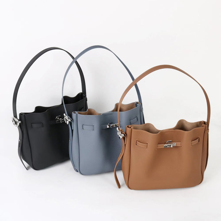 質感真皮|2025新款頭層牛皮高級感單肩斜背手提水桶包大容量小眾百搭「OS53088」25.11-1