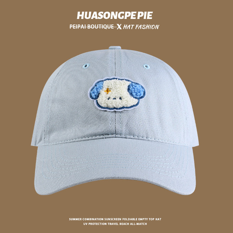 流行帽子|帽子防曬帽夏季女2024新款寬檐遮臉百搭棒球帽子小狗情侶鴨舌帽男「C4054」24.06-2