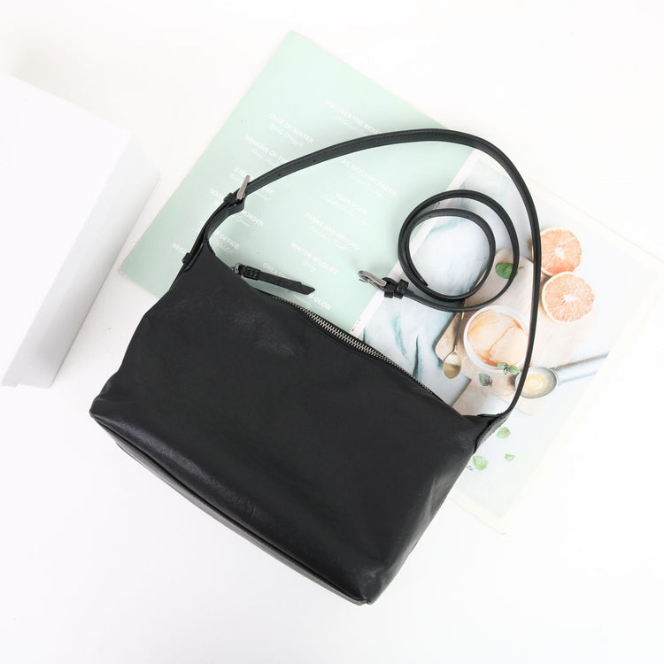 質感真皮|頭層植鞣牛皮腋下Hobo百搭休閒單肩通勤真皮餃子包2024新款女包「6125」24.09-1