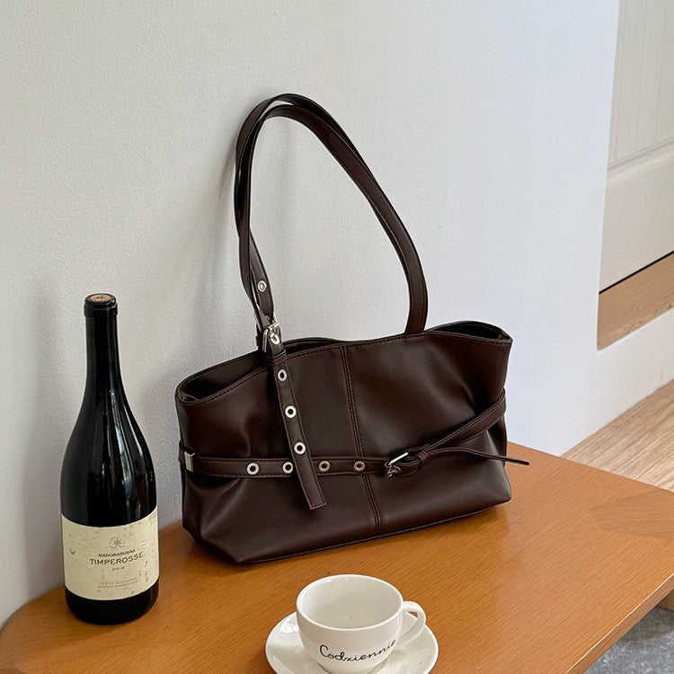 日韓流行|小眾設計韓版腋下包秋冬新款大容量通勤百搭托特包機車風單肩包女「F9032」25.09-2