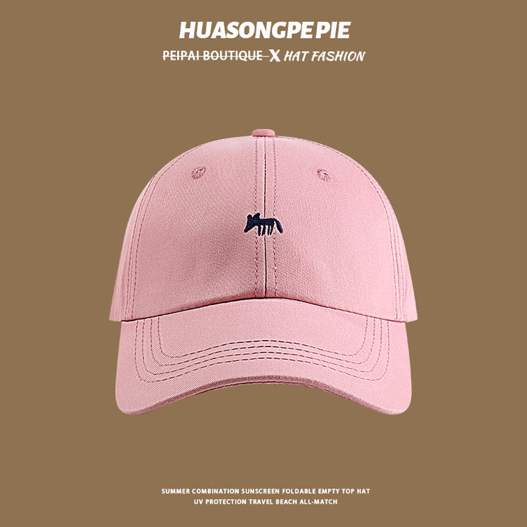 流行帽子|帽子防曬帽夏季女刺繡小狐狸棉質棒球帽學生可愛顯臉小鴨舌帽子男「C4051」24.06-2