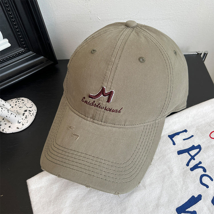 流行帽子|韓版簡約字母刺繡軟頂棒球帽子春季新款百搭休閒情侶顯臉小鴨舌帽「C4889」24.12-5