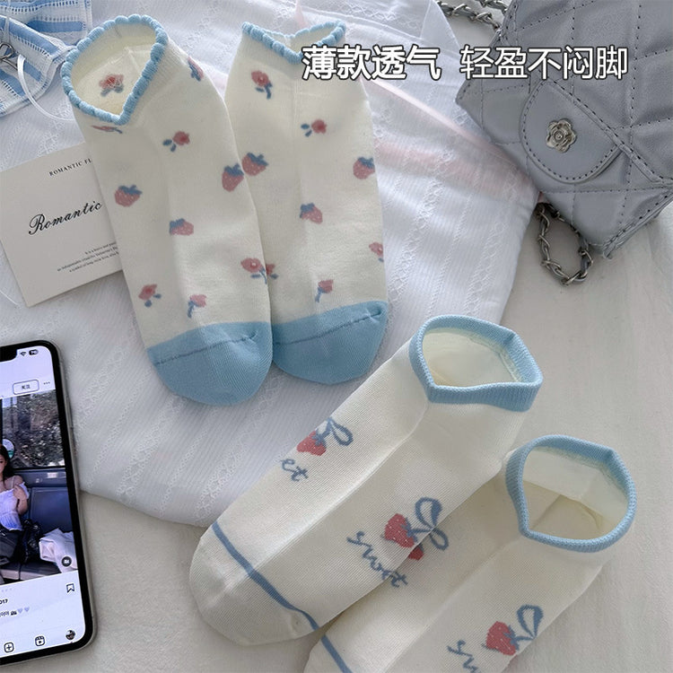 女襪|襪子女士棉質吸汗透氣親膚舒適短襪夏季薄款彈力簡約休閒襪「DL2506」25.04-1