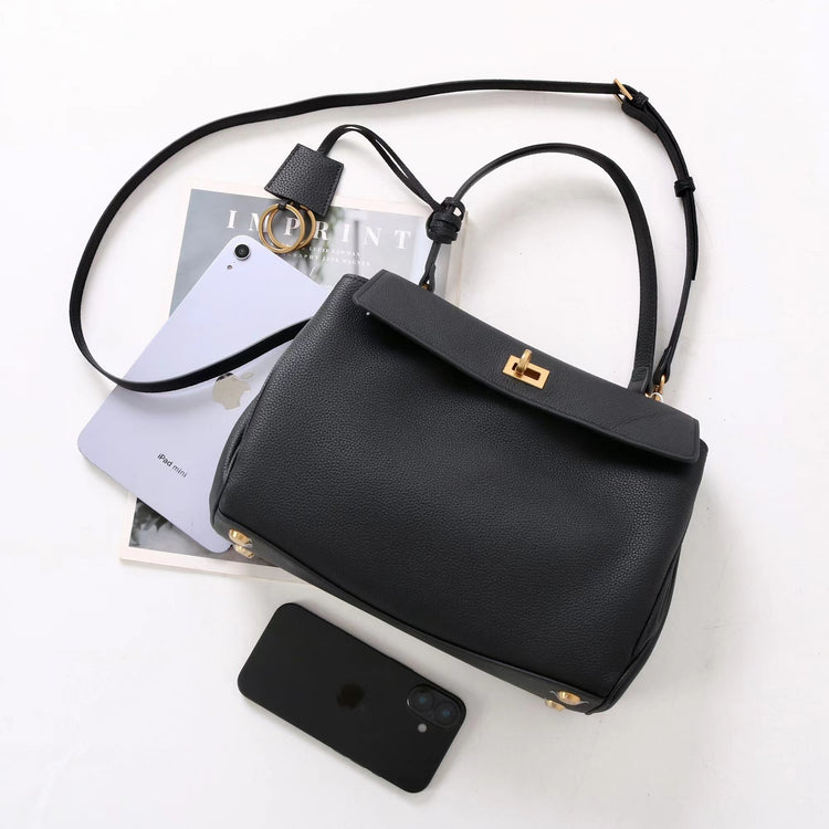 質感真皮|2025新款togo牛皮B家同款鬆弛感大小號真皮鎖扣手提包單肩斜挎包「X5133 D5134」25.12-1