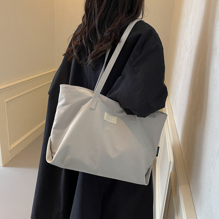 日韓流行|休閒通勤大容量尼龍布包包女士2024新款單肩包輕便手提托特包「5957-123」24.09-3