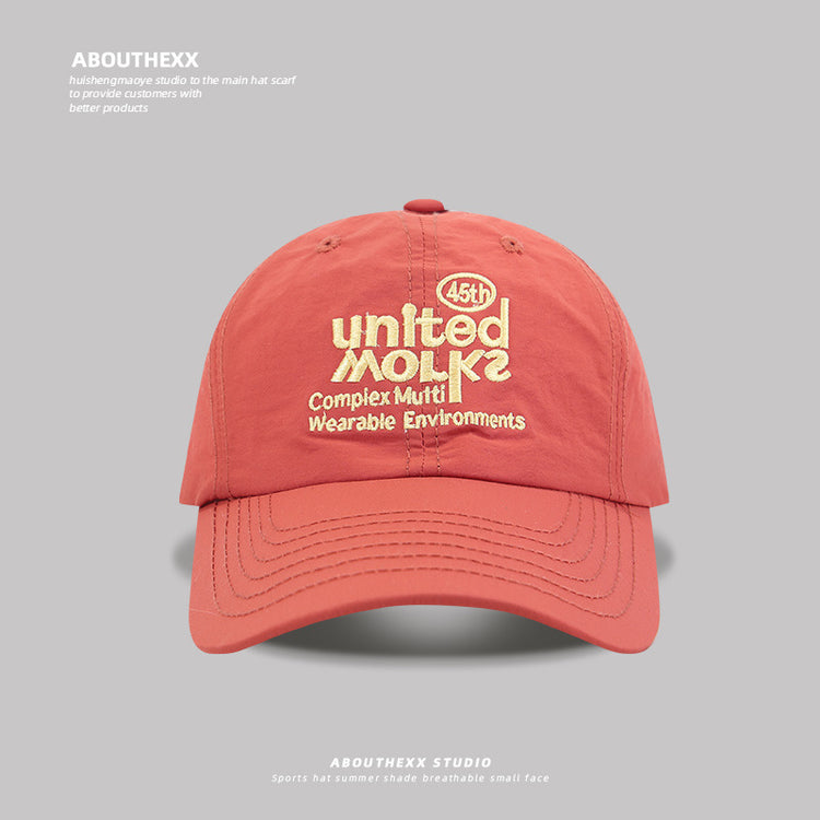 流行帽子|韓版字母刺繡黃色棒球帽子女春夏季大頭圍顯臉小速乾遮陽鴨舌帽男「C4969」25.03-3