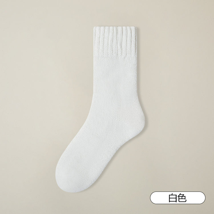 女襪|加厚羊毛襪子男秋冬季加絨毛圈保暖中筒襪純色簡約舒適諸暨襪子「YK24094」24.12-1