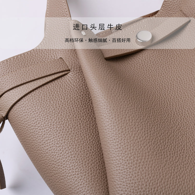 質感真皮 | 2025新款時尚頭層牛皮大容量褶皺通勤托特包單肩腋下高品質牛皮包「52982」25.04-2