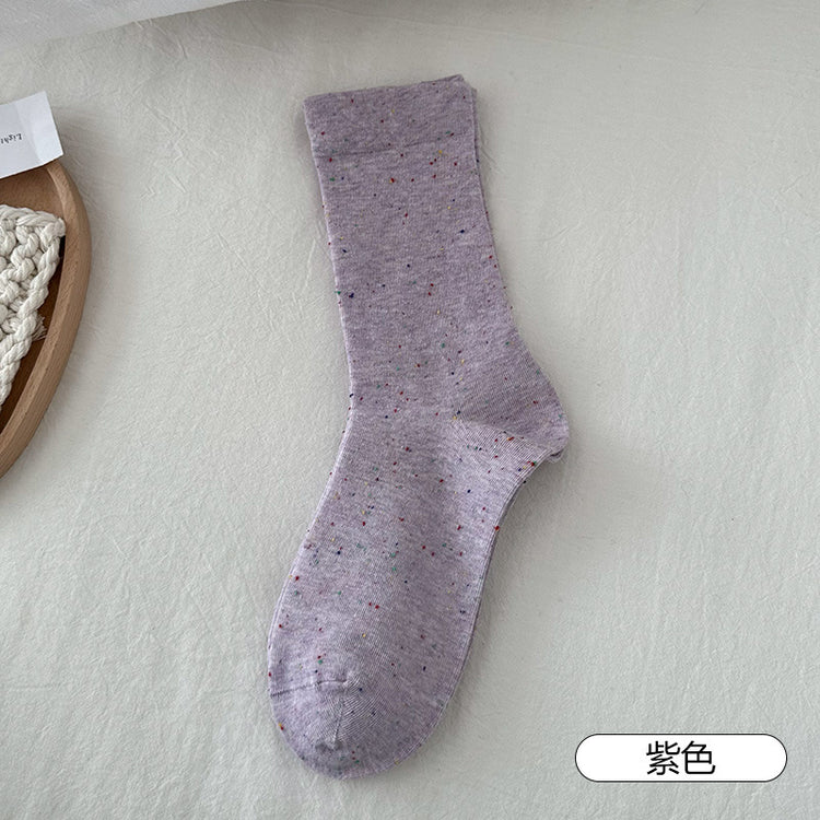 女襪|堆堆襪子女春夏季新款點子紗月子襪棉質親膚吸汗透氣彈力中筒襪「FM2502」25.03-1