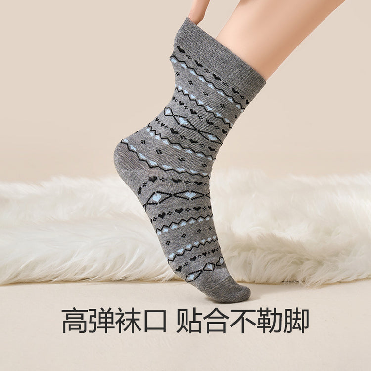 女襪|費爾島風襪子女潮流好搭無骨彈力堆堆襪棉襪舒適耐磨抗起球聖誕襪「NS24115」24.12-4