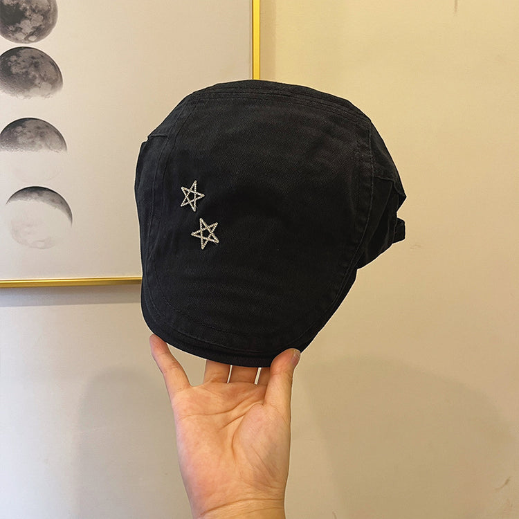流行帽子 | 五角星前進帽復古做舊百搭畫家帽小眾顯臉小學生畫家帽英倫風帽子「C4222」24.08-1