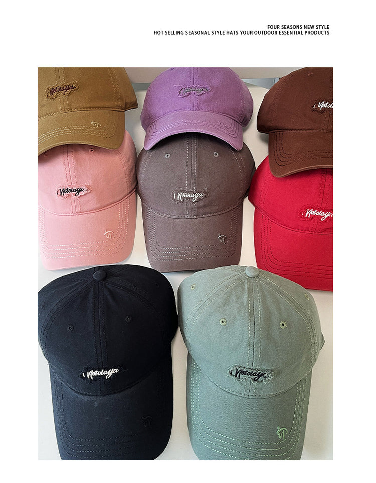 流行帽子|新款字母刺繡棒球帽春秋季韓版百搭簡約純色情情侶校園休閒鴨舌帽「C4893」25.01-2