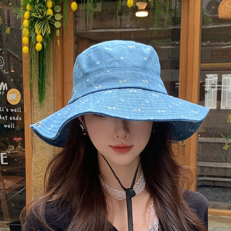 流行帽子 | 韓國水洗做舊登山帽蝴蝶結牛仔漁夫帽子女春秋戶外運動遮陽防曬帽「C5446」25.08-2