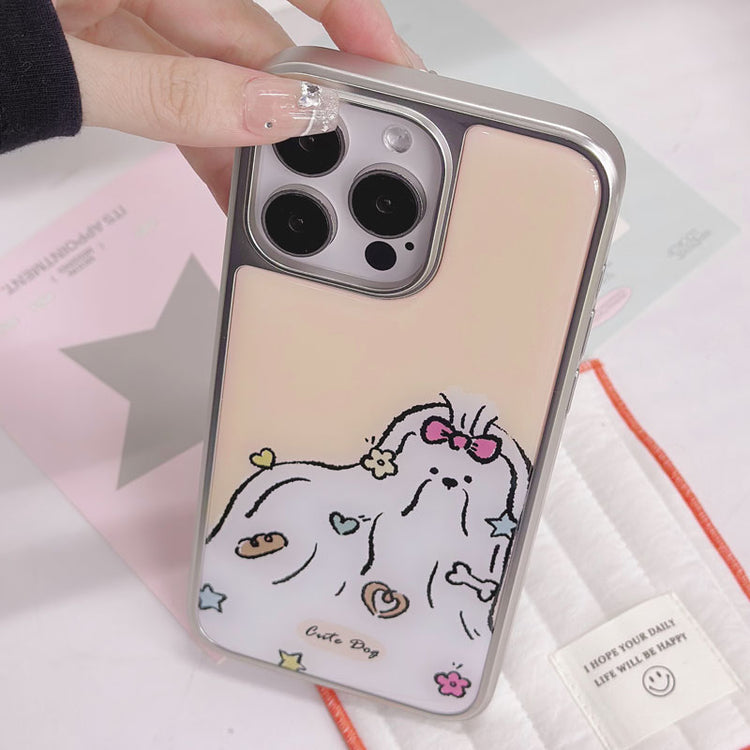 手機殼|iPhone電鍍銀邊滴膠手機殼16/1515plus適用iPhone12Pro可愛1「LR1551」25.04-1
