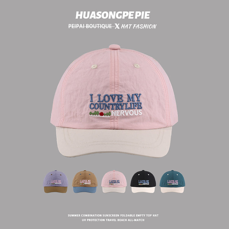 流行帽子|帽子【520系列】loveyou字母刺繡短檐百搭速乾甜酷風多巴胺棒球帽「C3954」24.05-3