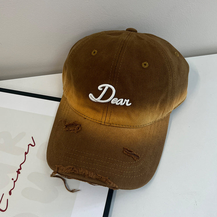 流行帽子|2024新款街頭復古文藝百搭立體繡扎染破洞棒球帽寬檐遮臉防風帽子「C4579」24.10-5