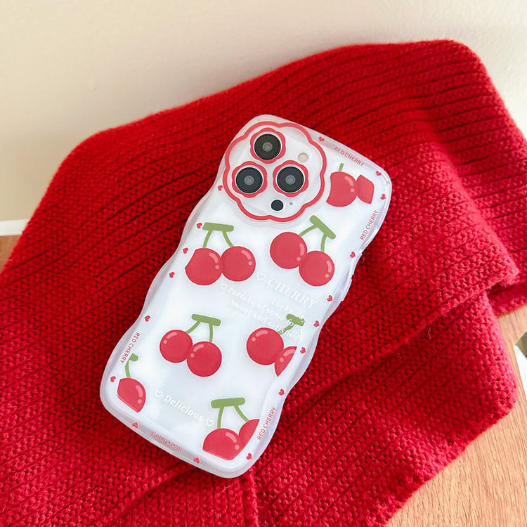 手機殼|蘋果14/13Promax櫻桃iphone12適用11花孔波浪手機殼xr批發78「BQ4298」24.11-2