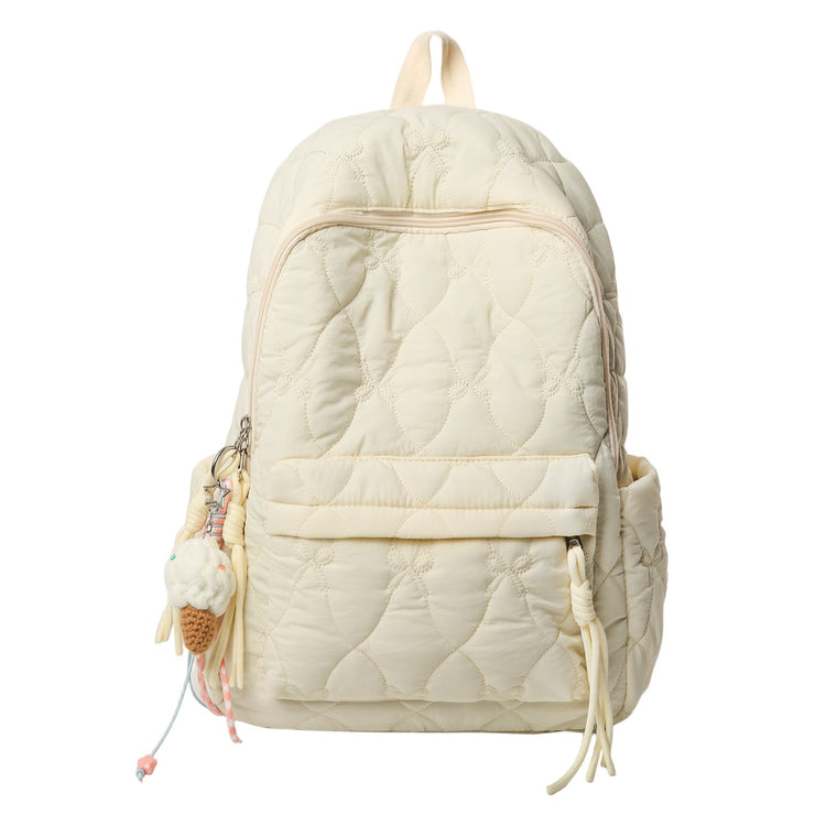 致青春|新款流行棉服絎縫雙肩包女休閒百搭太空棉背包跨境批發大容量學生書包「9510-129」25.11-4