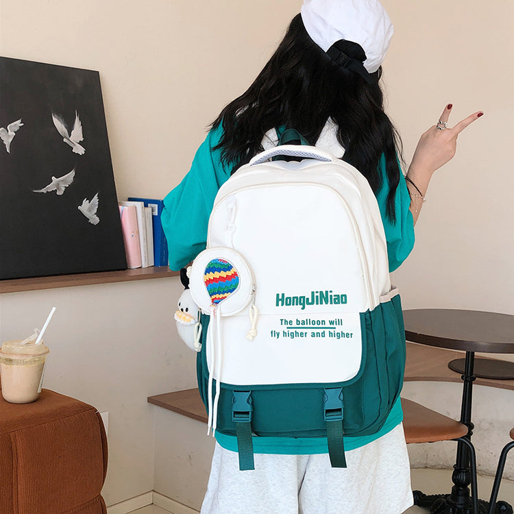 致青春|韓版高中書包女森系撞色雙肩包ins潮學院風中學生國中生休閒背包「3303-130」24.07-2