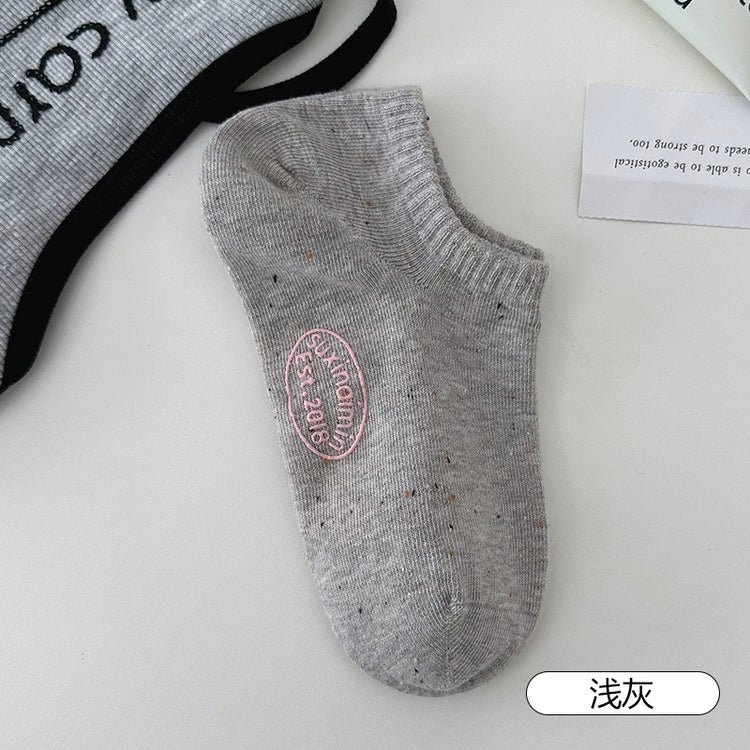 女襪|夏季薄款船襪女硅膠防滑不掉跟淺口隱形襪棉質親膚透氣吸汗短襪「AM2407」25.06-3