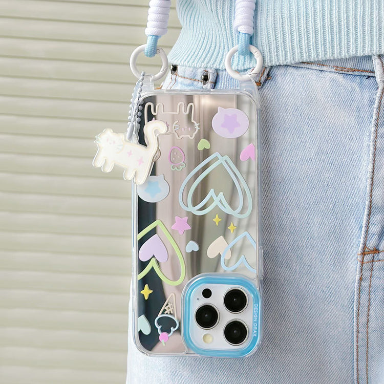 手機殼|蘋果13手機殼iPhone14pro適用15promax卡通11/12掛繩鏡面殼「WM0623」24.07