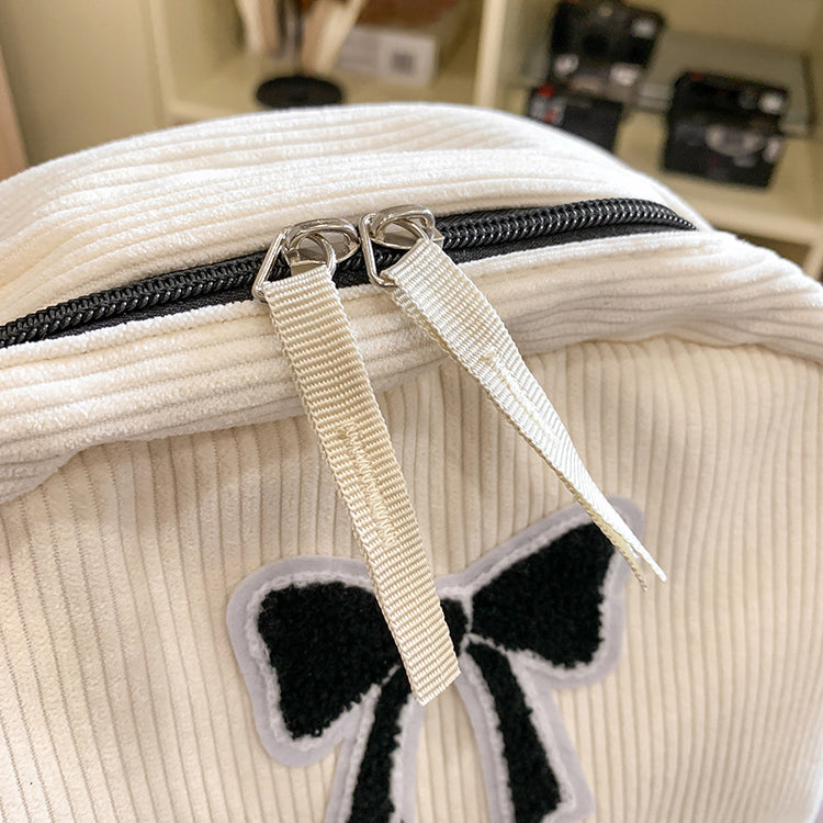 致青春|大容量雙肩包女高顏值黑色少女蝴蝶結背包韓系慵懶風大學生書包「5567-25」24.12-1