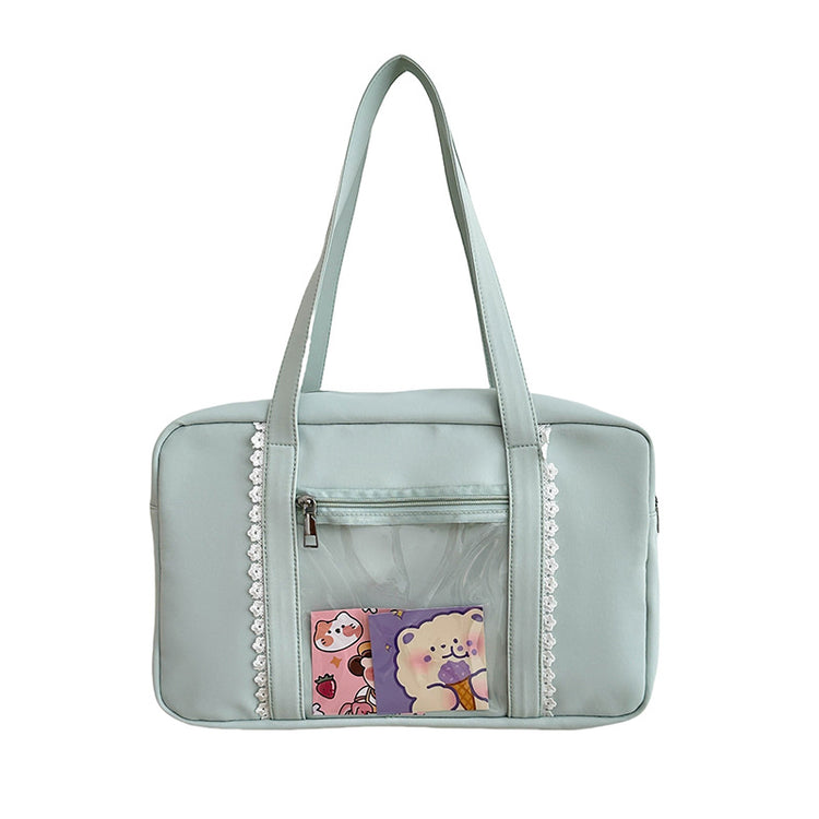 致青春|可愛痛包日系少女通勤百搭手提包大容量單肩包學院風透明包「654-23」24.10-2