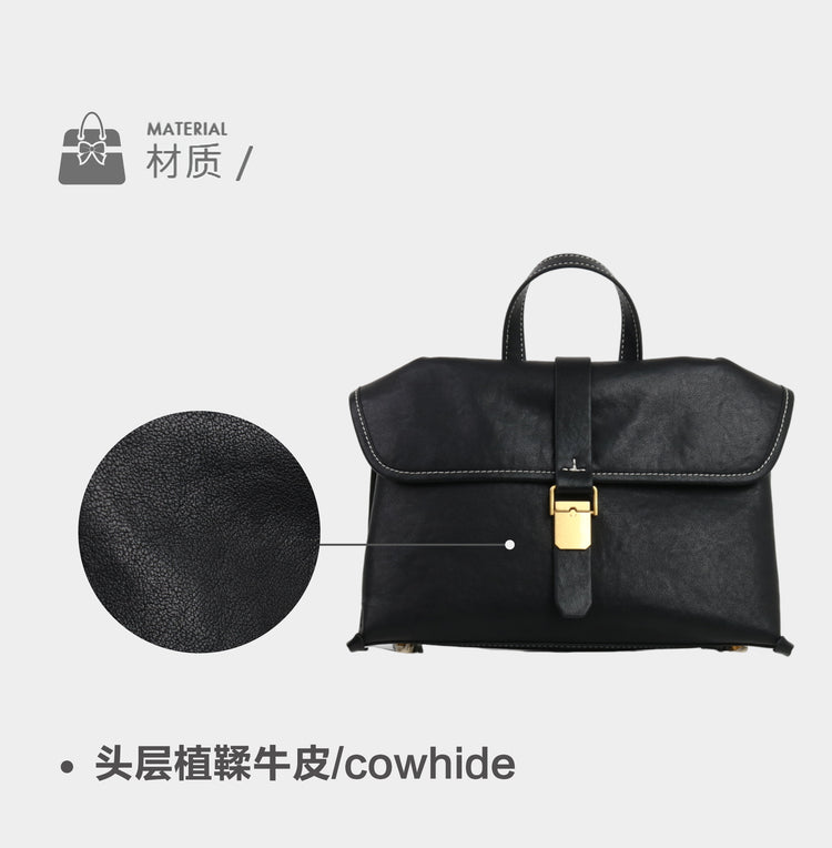 質感真皮|2024新款植鞣頭層牛皮通勤小眾設計隨興郵差包女小挎包單肩斜挎包「6127」24.09-2