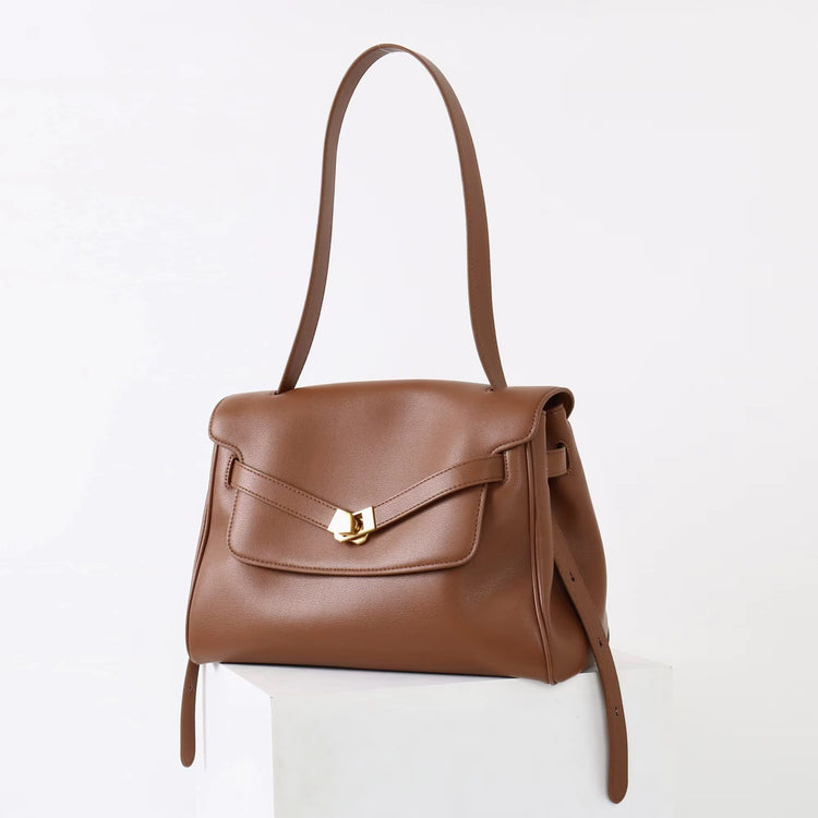 質感真皮|2025新款通勤復古百搭單肩斜背包外出上班公文包女包時尚潮流單肩包「6191L」25.12-1