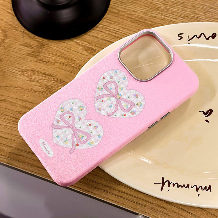 手機殼|iPhone16適用15愛心ins風14Promax蘋果13手機殼12Pro銀框皮紋「WMWM3296」25.04-3